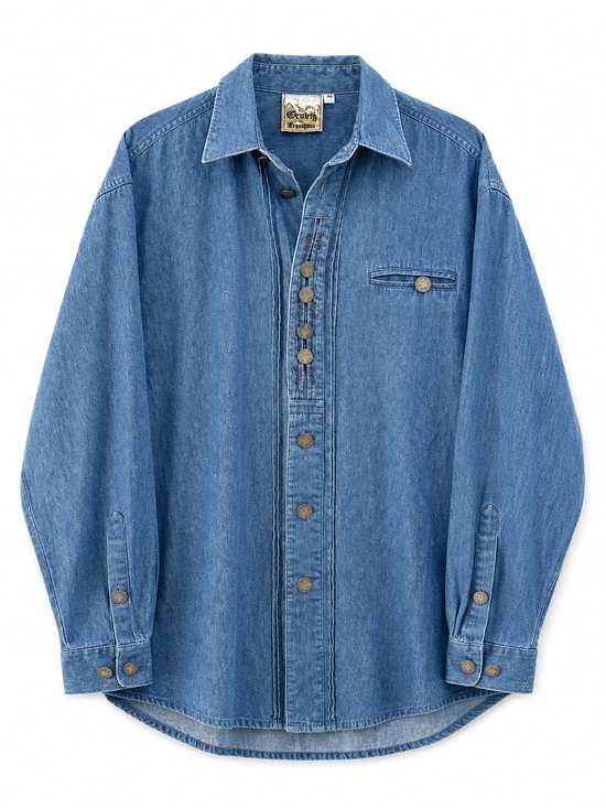 GrubbyTraditions Other - Vintage Grubby Traditions Denim Oversized Boho Western Button-Front Shirt